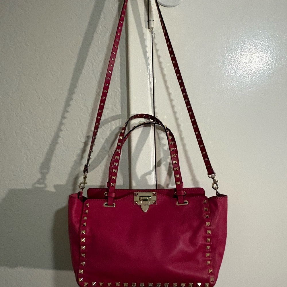 Valentino Garavani Pink Rockstud Trapeze Tote EUC *Reg Card* $2495 Retail